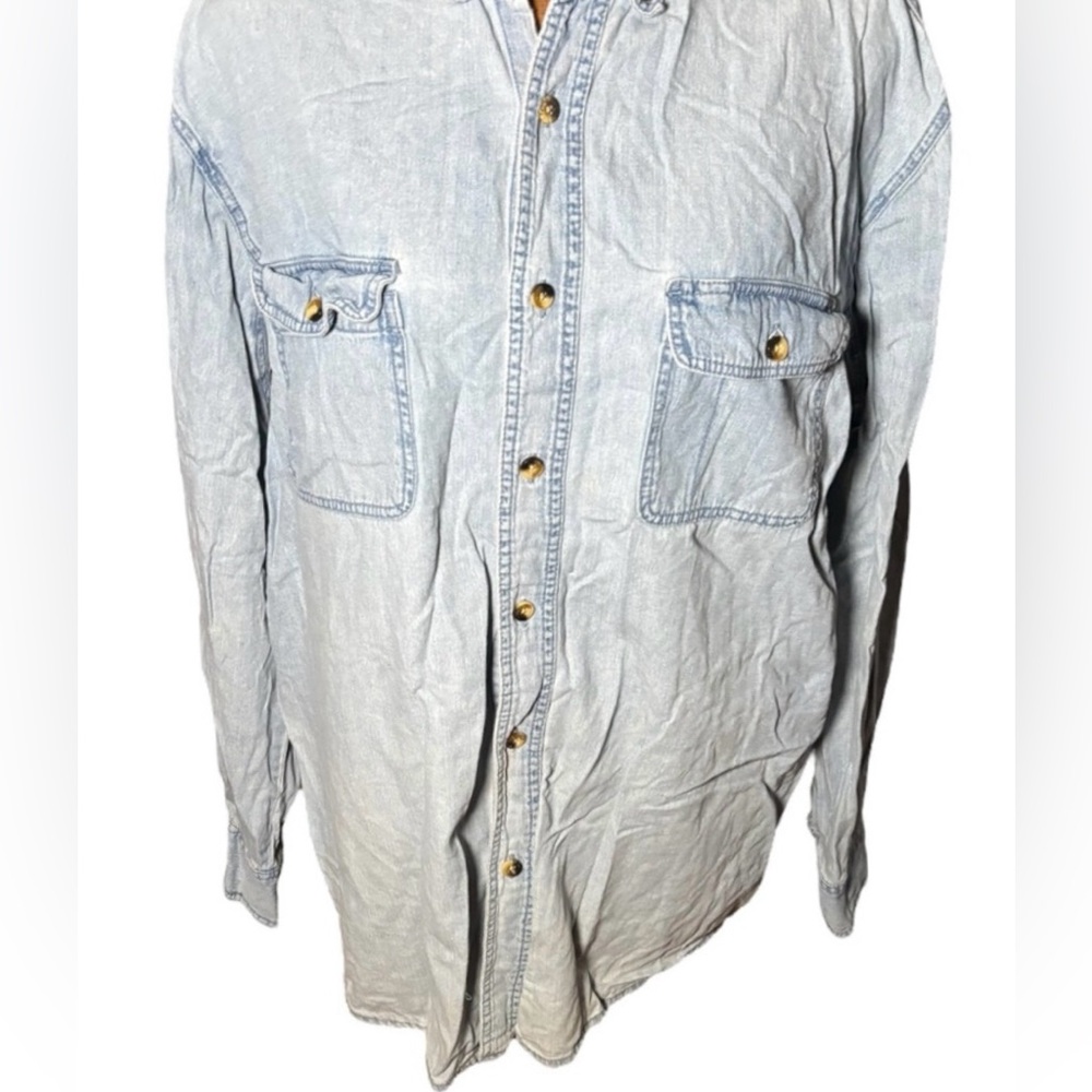 CC Schmidt Work Wear Light Blue Denim Button Down Shirt Size XLT
